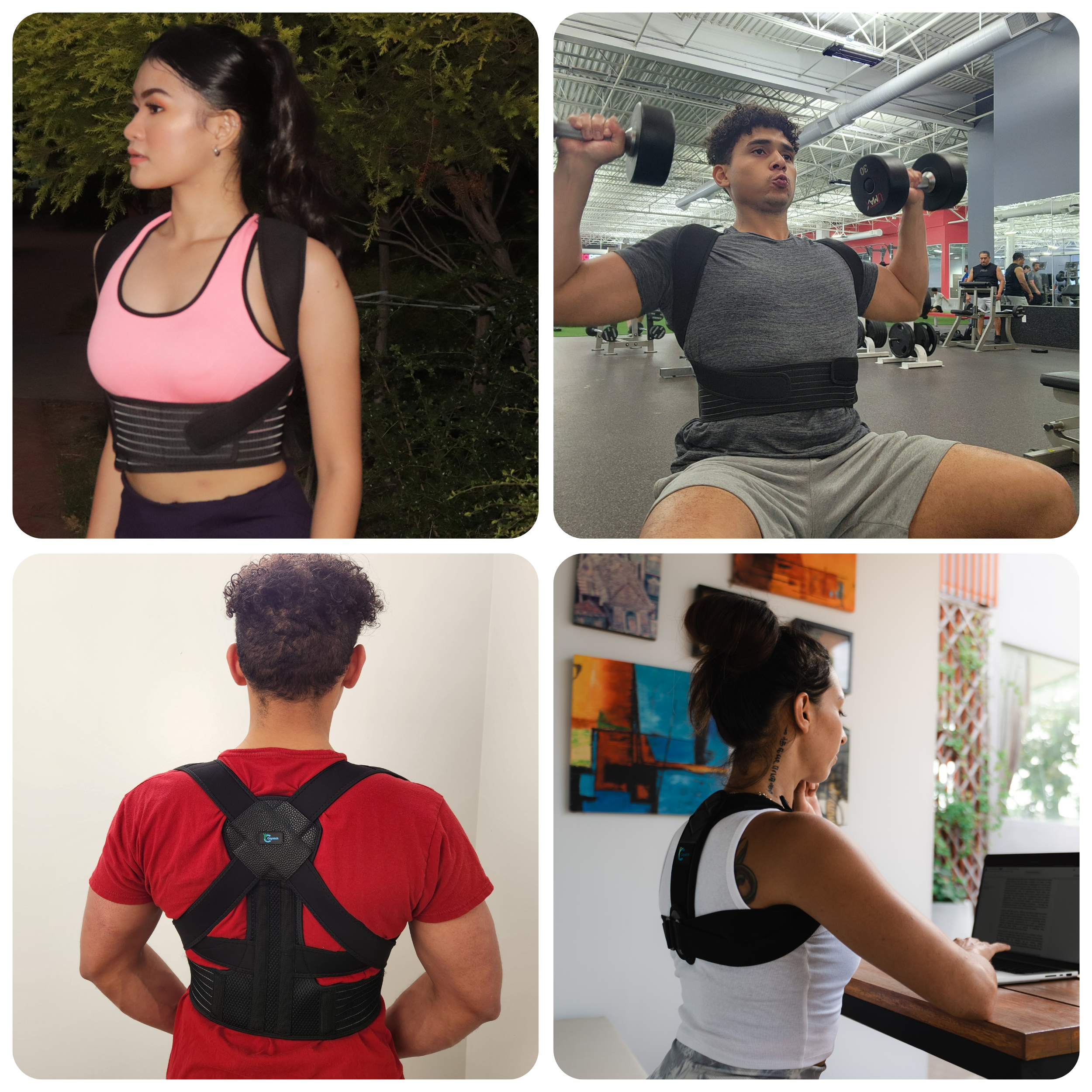 A collection of Cayatch Posture Correctors showcasing several use cases